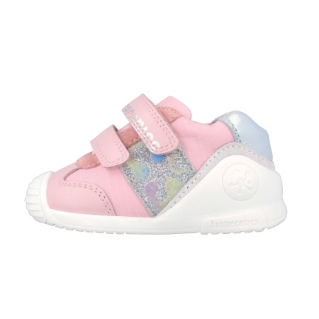 Παιδικό ανατομικό sneaker για κορίτσια Biomecanics ροζ πολύχρωμο 242112-B